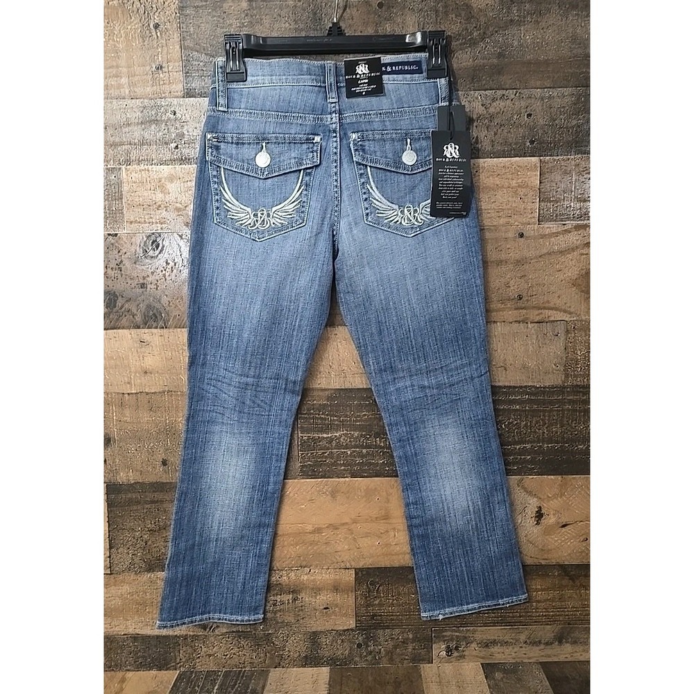 Rock & Republic Jeans Kendall Capri Pants Women Size 0 Low Rise Embroidery NWT